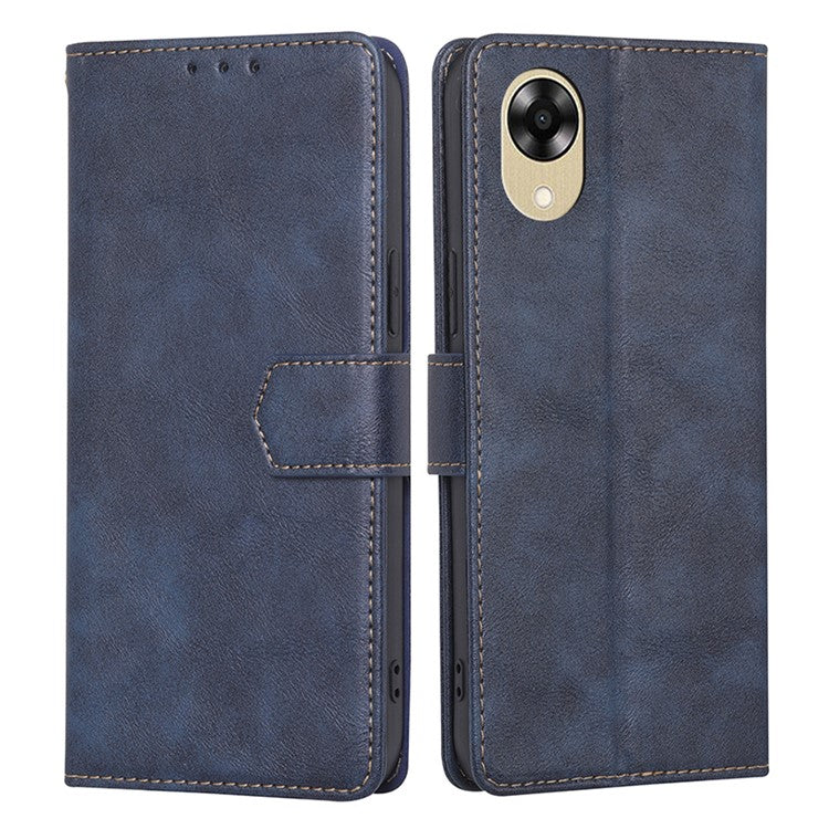 RFID Blocking Phone Case for Oppo A17k 4G Wallet PU Leather Phone Stand Cover - Blue