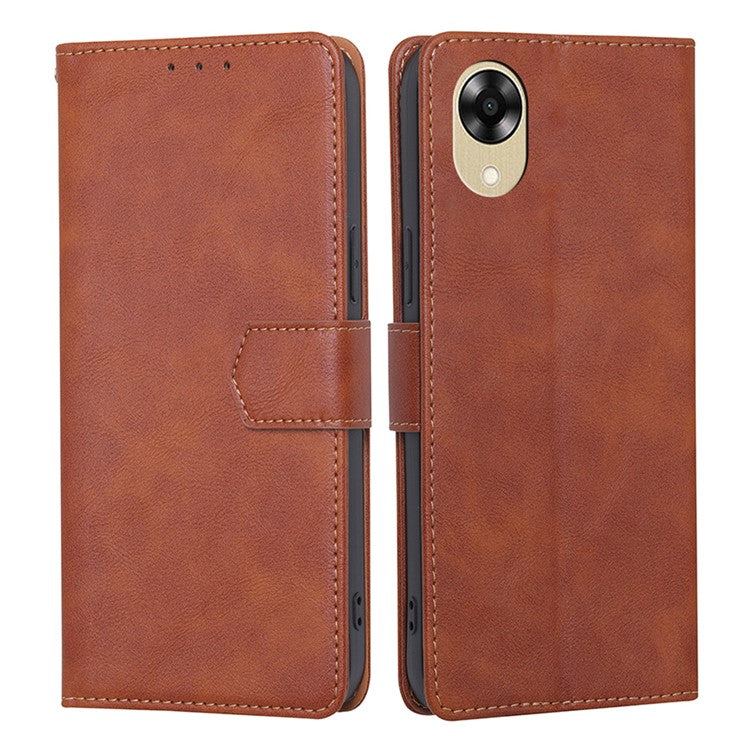 RFID Blocking Phone Case for Oppo A17k 4G Wallet PU Leather Phone Stand Cover - Brown