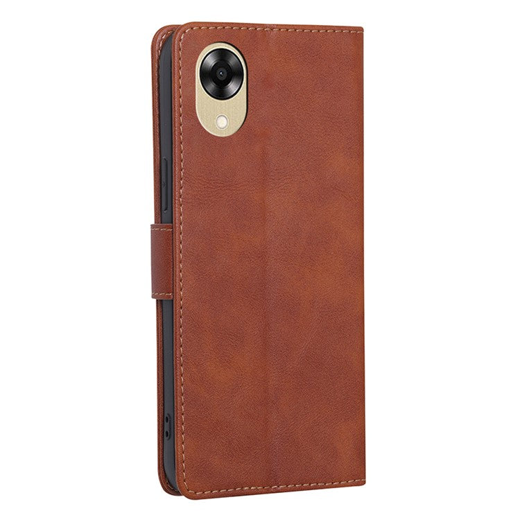 RFID Blocking Phone Case for Oppo A17k 4G Wallet PU Leather Phone Stand Cover - Brown