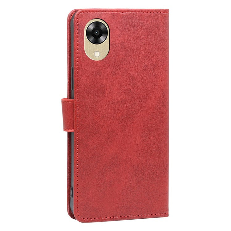 Phone Leather Case for Oppo A17k 4G Anti-scratch Wallet Stand Phone Cover - Red