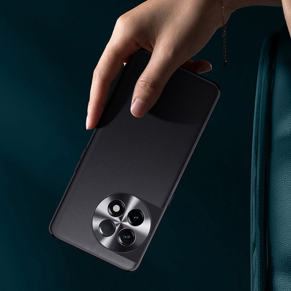 For OnePlus Ace 2 5G / 11R 5G PU Leather Coated TPU + PC Phone Case Metal Lens Design Shockproof Cover - Black