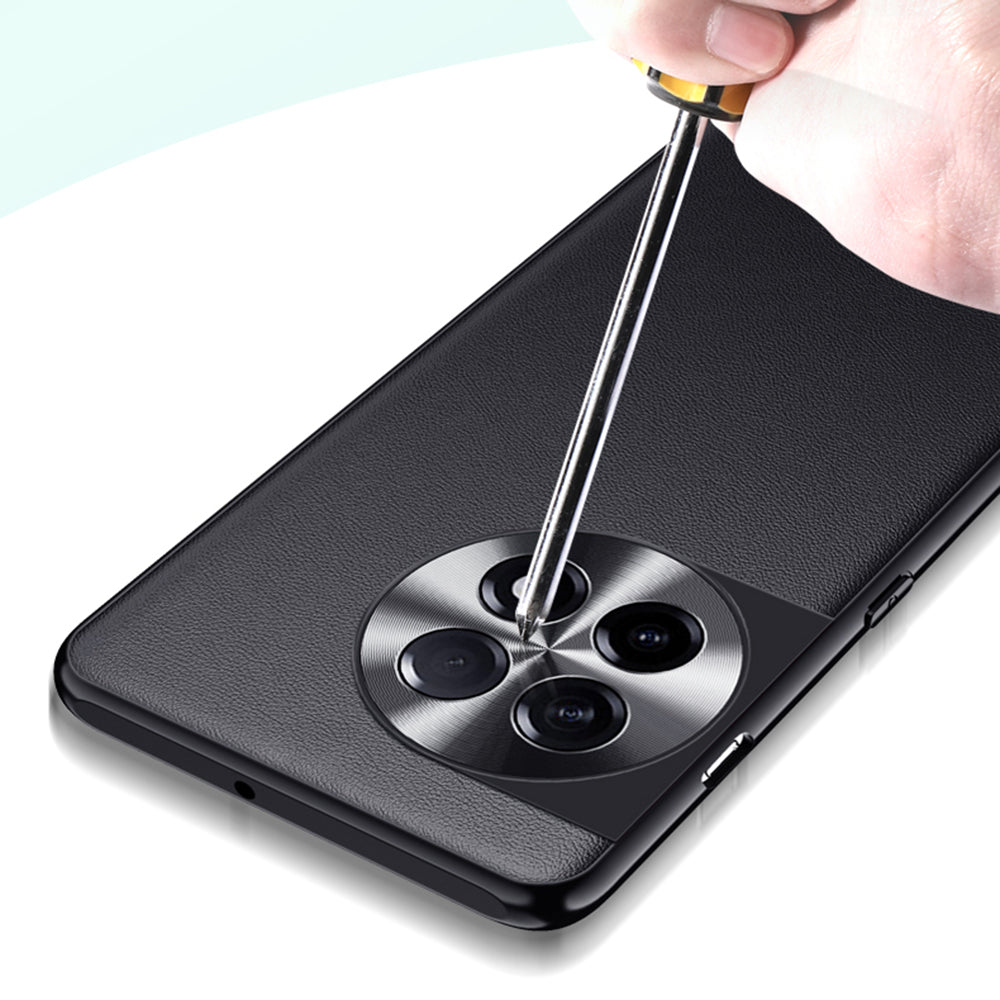 For OnePlus Ace 2 5G / 11R 5G PU Leather Coated TPU + PC Phone Case Metal Lens Design Shockproof Cover - Black