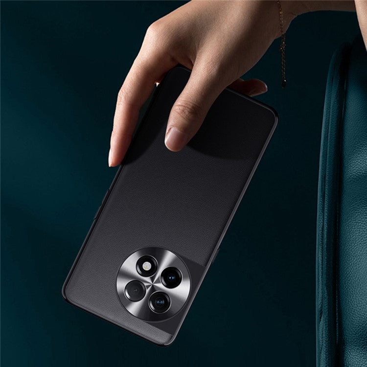 For OnePlus 11 5G PU Leather Coated TPU + PC Non-Slip Case Metal Lens Design Protective Phone Cover - Black