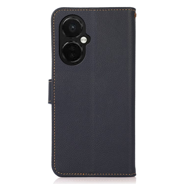 KHAZNEH For OnePlus Nord CE 3 Lite 5G / Nord N30 5G RFID Blocking Phone Wallet Case Genuine Leather Stand Phone Cover - Blue