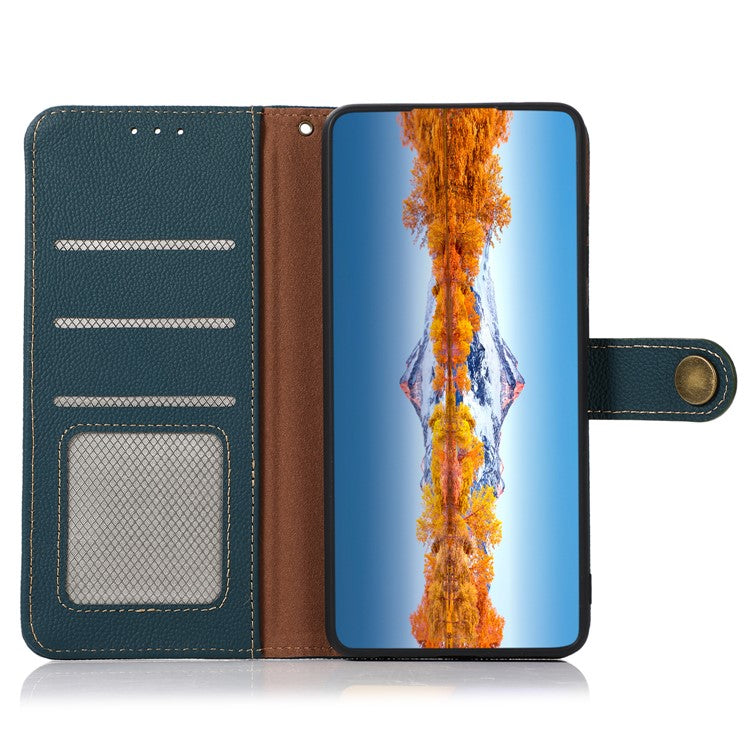 KHAZNEH For OnePlus Nord CE 3 Lite 5G / Nord N30 5G RFID Blocking Phone Wallet Case Genuine Leather Stand Phone Cover - Green