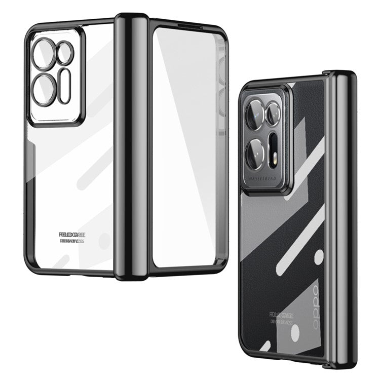 Phone Case For Oppo Find N2 5G , Magnetic Hinge Anti-drop Hard PC Phone Cover with Screen Protector - Black