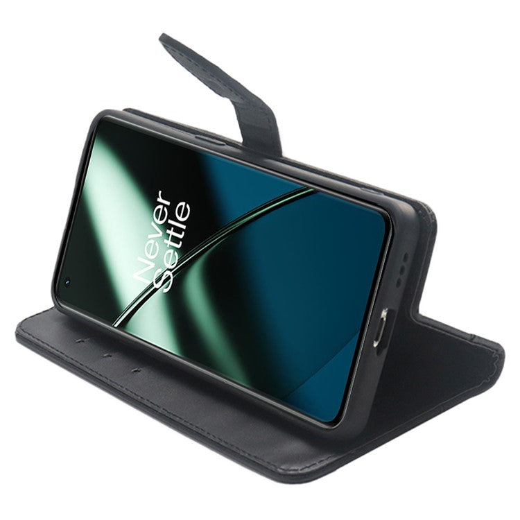 IDEWEI Phone Flip Case for OnePlus 11 5G , PU Leather Card Slots Design Stand Magnetic Cover - Black