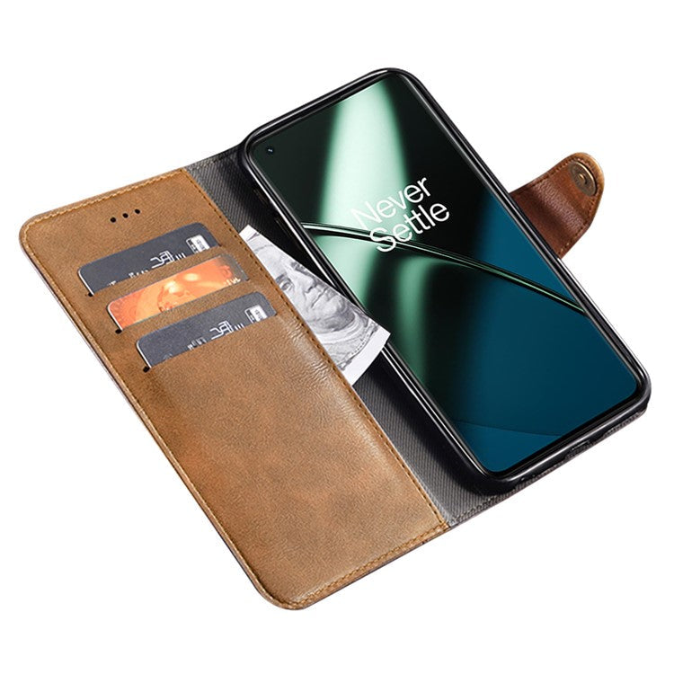 IDEWEI For OnePlus 11 5G Phone Flip Case Fine Texture TPU+PU Leather Wallet Phone Stand Cover - Brown