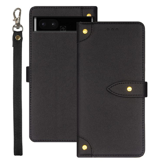 IDEWEI Phone Case for Google Pixel 7a Leather Shockproof Phone Cover with Card Slots Stand - Black