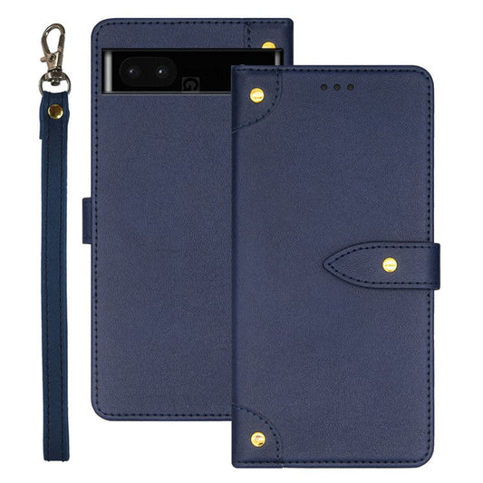 IDEWEI Phone Case for Google Pixel 7a Leather Shockproof Phone Cover with Card Slots Stand - Blue