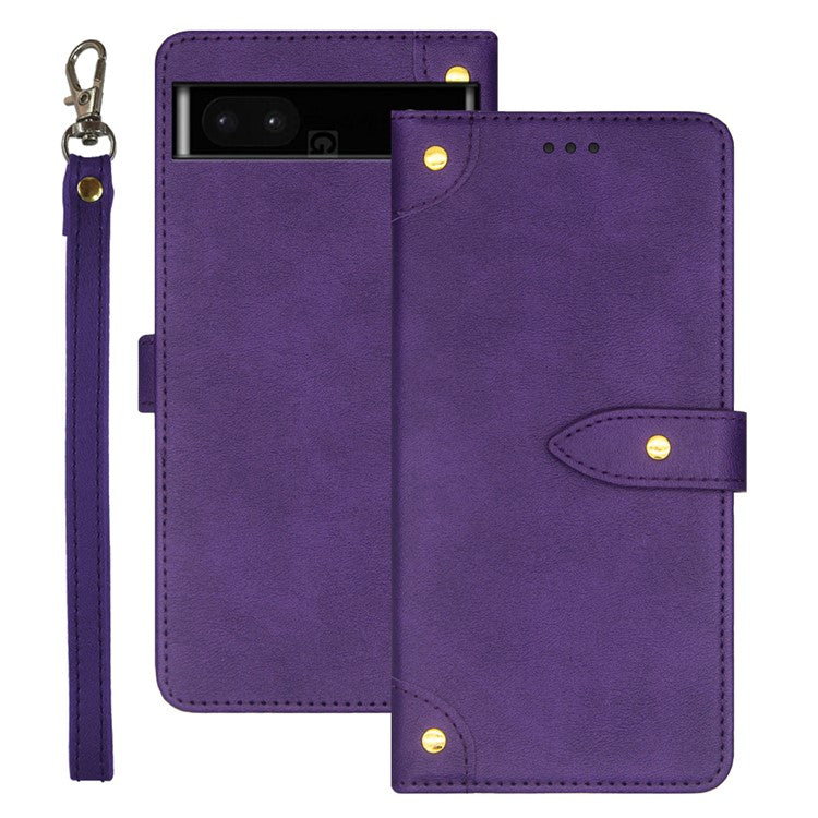 IDEWEI Phone Case for Google Pixel 7a Leather Shockproof Phone Cover with Card Slots Stand - Purple