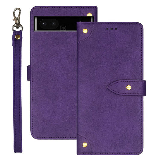 IDEWEI Phone Case for Google Pixel 7a Leather Shockproof Phone Cover with Card Slots Stand - Purple