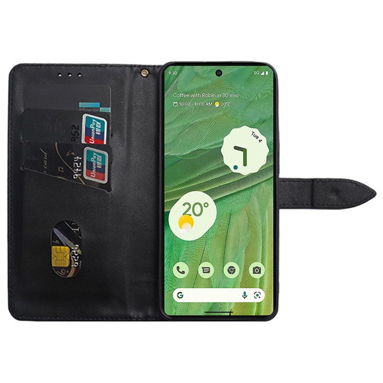 IDEWEI Phone Case for Google Pixel 7a Leather Shockproof Phone Cover with Card Slots Stand - Coffee