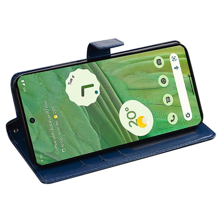 IDEWEI Shockproof Phone Cover For Google Pixel 7a , PU Leather Wallet Stand Crazy Horse Texture Phone Case - Black