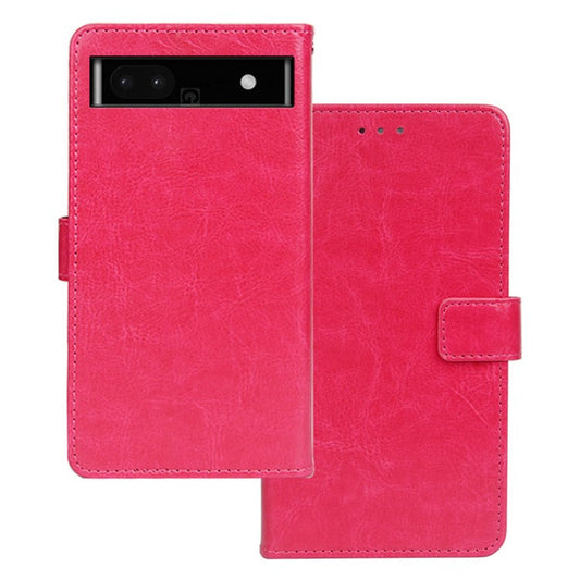IDEWEI Shockproof Phone Cover For Google Pixel 7a , PU Leather Wallet Stand Crazy Horse Texture Phone Case - Rose