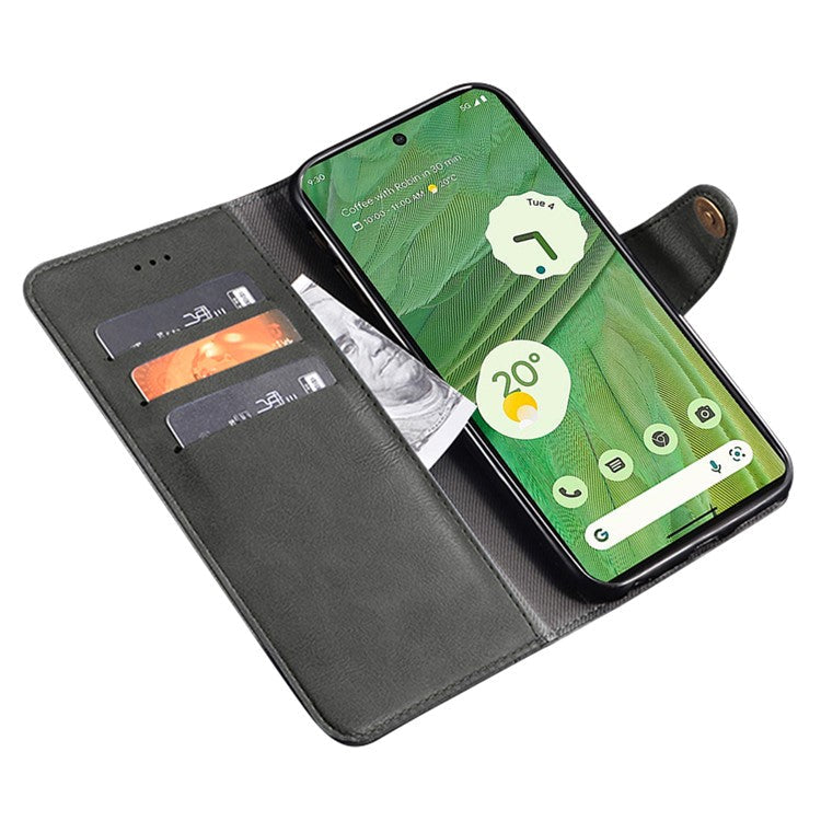 IDEWEI For Google Pixel 7a Shockproof Phone Case PU Leather Wallet Stand Cell Phone Cover - Black