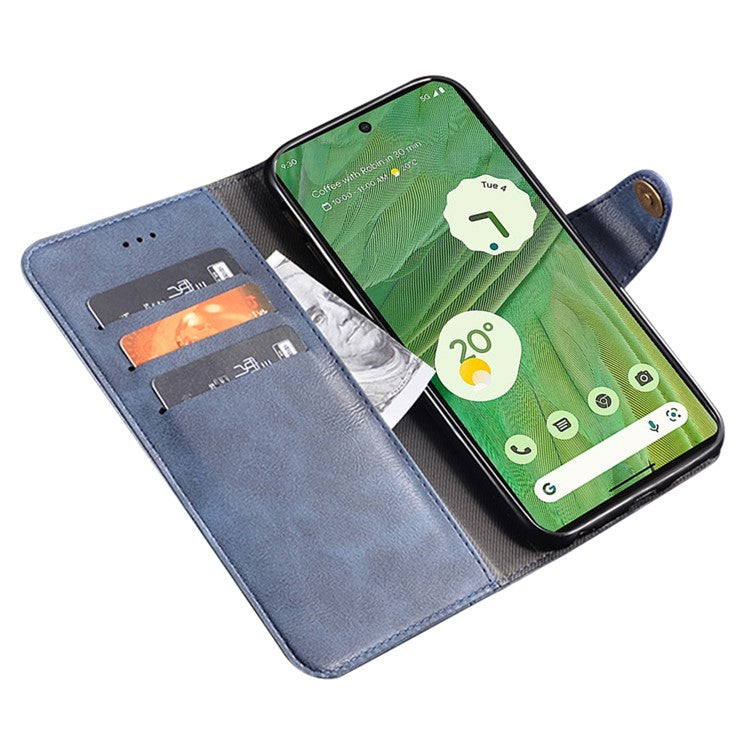 IDEWEI For Google Pixel 7a Shockproof Phone Case PU Leather Wallet Stand Cell Phone Cover - Blue