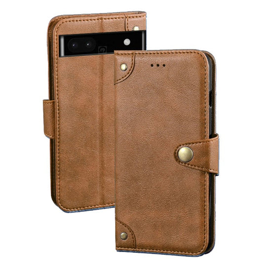 IDEWEI For Google Pixel 7a Shockproof Phone Case PU Leather Wallet Stand Cell Phone Cover - Brown