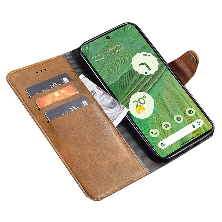 IDEWEI For Google Pixel 7a Shockproof Phone Case PU Leather Wallet Stand Cell Phone Cover - Brown