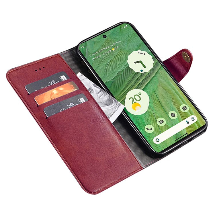 IDEWEI For Google Pixel 7a Shockproof Phone Case PU Leather Wallet Stand Cell Phone Cover - Red