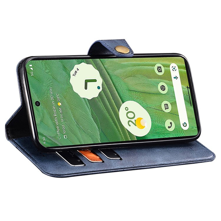 IDEWEI For Google Pixel 7a Shockproof Phone Case PU Leather Wallet Stand Cell Phone Cover - Red