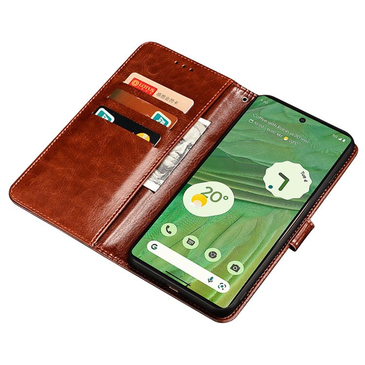 IDEWEI For Google Pixel 7a Anti-drop Cell Phone Cover Stand Wallet Protective PU Leather Phone Case - Black