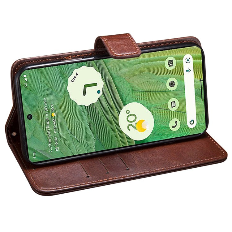 IDEWEI For Google Pixel 7a Anti-drop Cell Phone Cover Stand Wallet Protective PU Leather Phone Case - Black