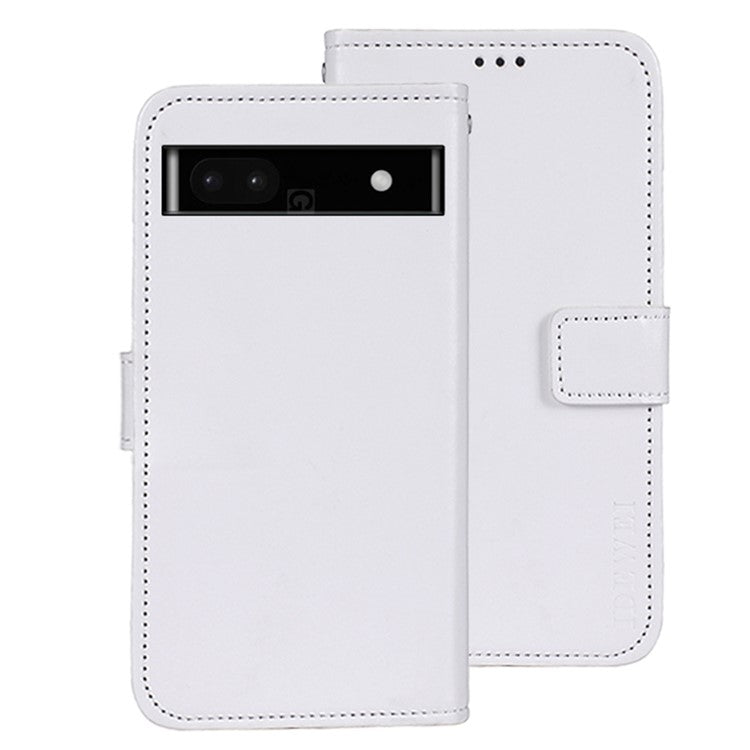 IDEWEI For Google Pixel 7a Anti-drop Cell Phone Cover Stand Wallet Protective PU Leather Phone Case - White