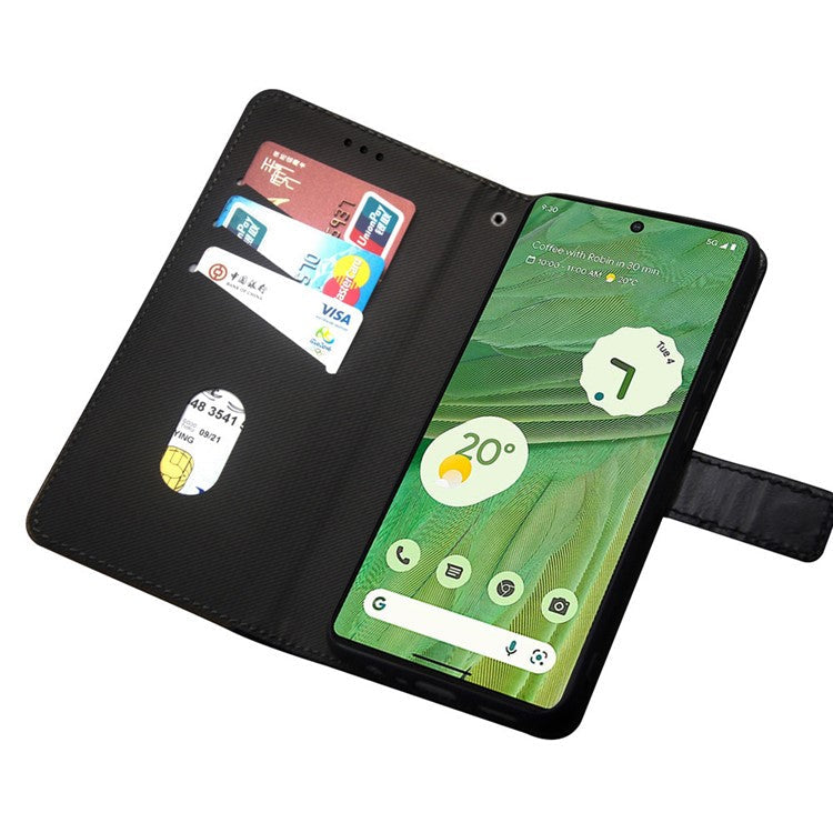 IDEWEI  Leather Phone Case Stand For Google Pixel 7a , Color Splicing  Shockproof Phone Cover with  Card Holder - Brown