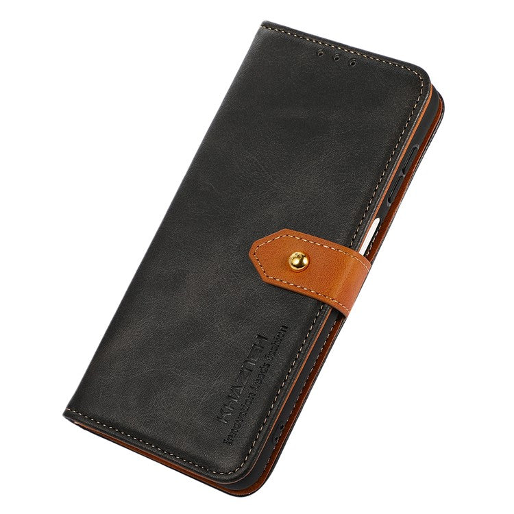 KHAZNEH Phone Case For OnePlus Ace 2 5G / 11R 5G , Cowhide Texture Flip Leather Wallet Protective Phone Cover Stand - Black