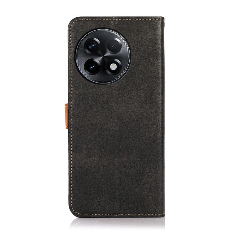 KHAZNEH Phone Case For OnePlus Ace 2 5G / 11R 5G , Cowhide Texture Flip Leather Wallet Protective Phone Cover Stand - Black