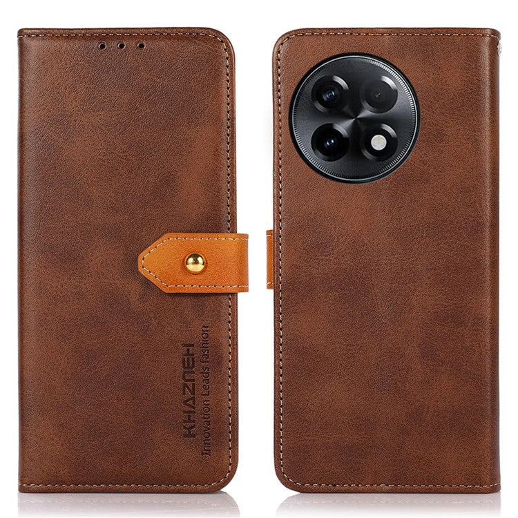 KHAZNEH Phone Case For OnePlus Ace 2 5G / 11R 5G , Cowhide Texture Flip Leather Wallet Protective Phone Cover Stand - Brown