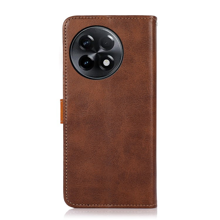 KHAZNEH Phone Case For OnePlus Ace 2 5G / 11R 5G , Cowhide Texture Flip Leather Wallet Protective Phone Cover Stand - Brown
