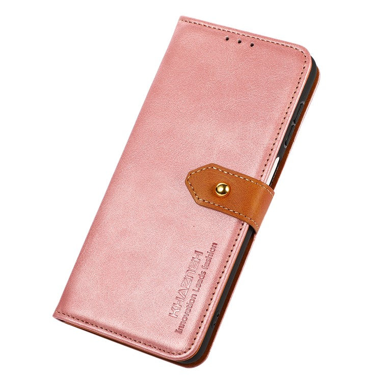 KHAZNEH Phone Case For OnePlus Ace 2 5G / 11R 5G , Cowhide Texture Flip Leather Wallet Protective Phone Cover Stand - Rose Gold