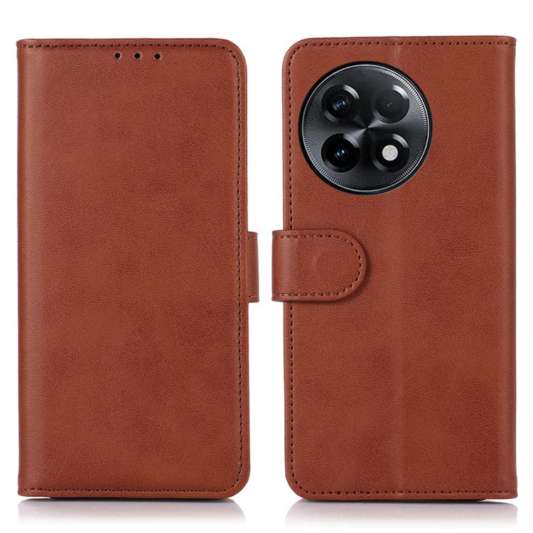 PU Leather Phone Cover For OnePlus Ace 2 5G / 11R 5G , Cowhide Texture Anti-scratch Cell Phone Case with Stand Wallet - Brown