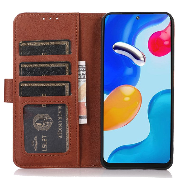 PU Leather Phone Cover For OnePlus Ace 2 5G / 11R 5G , Cowhide Texture Anti-scratch Cell Phone Case with Stand Wallet - Brown