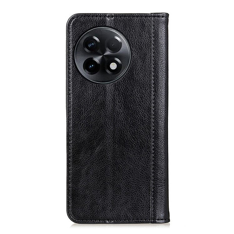 For OnePlus Ace 2 5G / 11R 5G Anti-fall Phone Case Litchi Texture Split Leather Flip Wallet Cover with Stand - Black