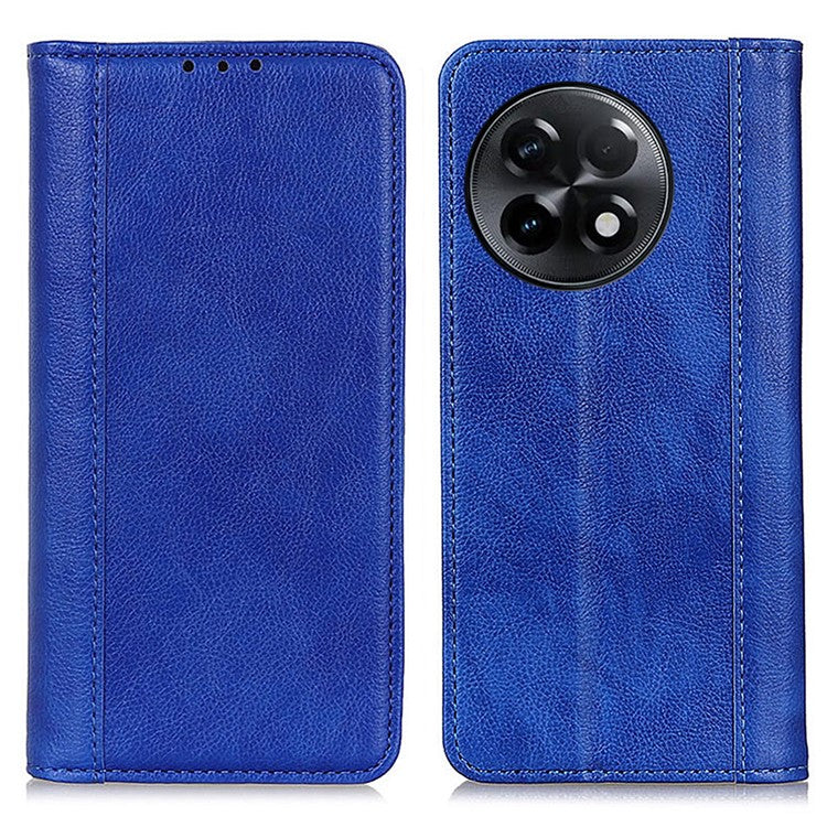 For OnePlus Ace 2 5G / 11R 5G Anti-fall Phone Case Litchi Texture Split Leather Flip Wallet Cover with Stand - Blue
