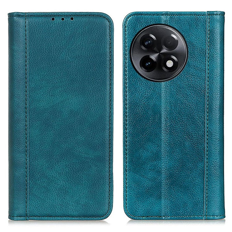 For OnePlus Ace 2 5G / 11R 5G Anti-fall Phone Case Litchi Texture Split Leather Flip Wallet Cover with Stand - Green