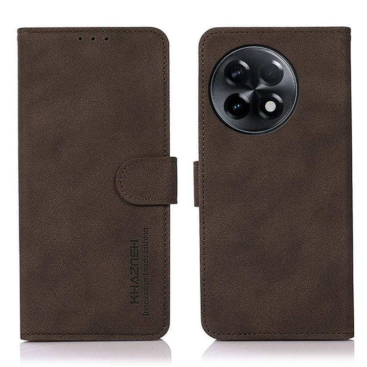 KHAZNEH Protective Phone Case For OnePlus Ace 2 5G / 11R 5G Flip Leather Textured Phone Cover Stand Wallet - Brown