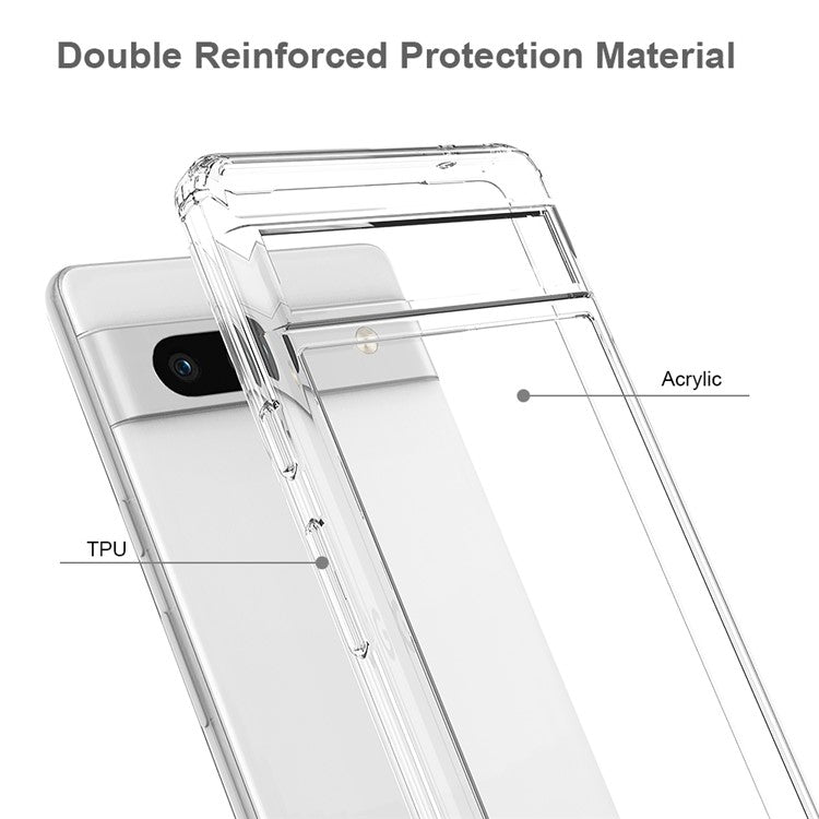 Smartphone Case For Google Pixel 7a , Anti-Yellowing Acrylic TPU Clear Protective Phone Back Cover