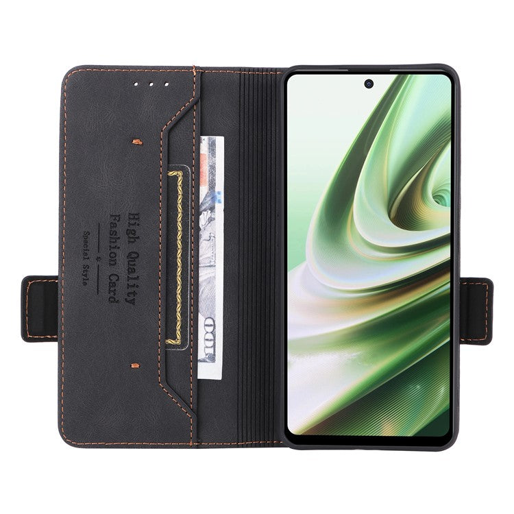 Anti-drop Phone Cover For OnePlus Nord CE 3 Lite 5G , Hardware Decor Flip Leather Wallet Phone Case with Stand - Black