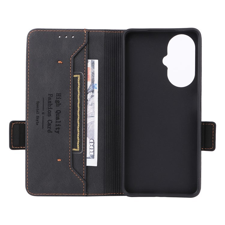 Anti-drop Phone Cover For OnePlus Nord CE 3 Lite 5G , Hardware Decor Flip Leather Wallet Phone Case with Stand - Black