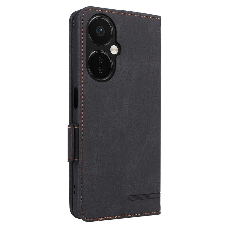 Anti-drop Phone Cover For OnePlus Nord CE 3 Lite 5G , Hardware Decor Flip Leather Wallet Phone Case with Stand - Black