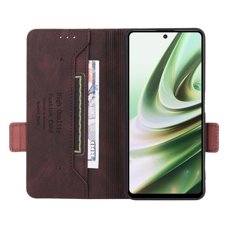 Anti-drop Phone Cover For OnePlus Nord CE 3 Lite 5G / Nord N30 5G , Hardware Decor Flip Leather Wallet Phone Case with Stand - Coffee