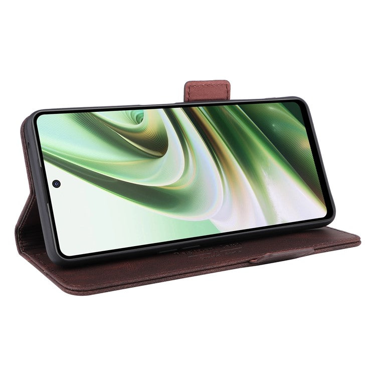 Anti-drop Phone Cover For OnePlus Nord CE 3 Lite 5G / Nord N30 5G , Hardware Decor Flip Leather Wallet Phone Case with Stand - Coffee
