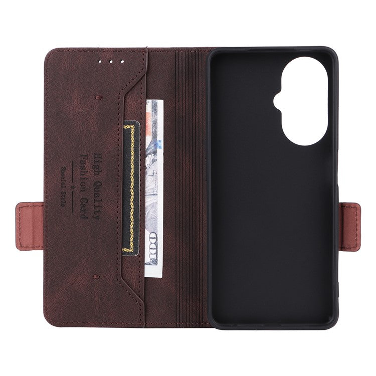 Anti-drop Phone Cover For OnePlus Nord CE 3 Lite 5G / Nord N30 5G , Hardware Decor Flip Leather Wallet Phone Case with Stand - Coffee
