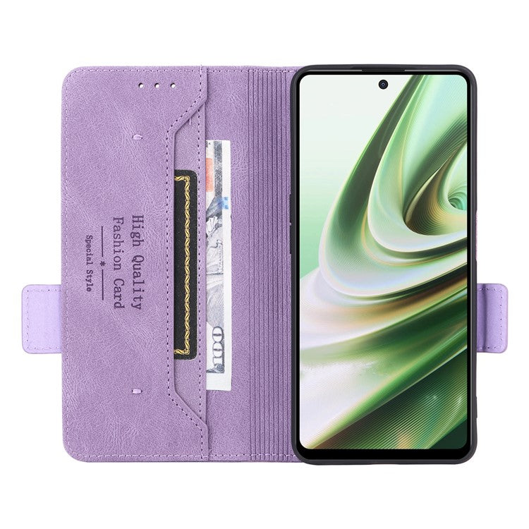 Anti-drop Phone Cover For OnePlus Nord CE 3 Lite 5G / Nord N30 5G , Hardware Decor Flip Leather Wallet Phone Case with Stand - Purple