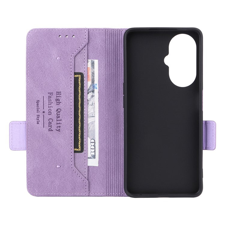 Anti-drop Phone Cover For OnePlus Nord CE 3 Lite 5G / Nord N30 5G , Hardware Decor Flip Leather Wallet Phone Case with Stand - Purple
