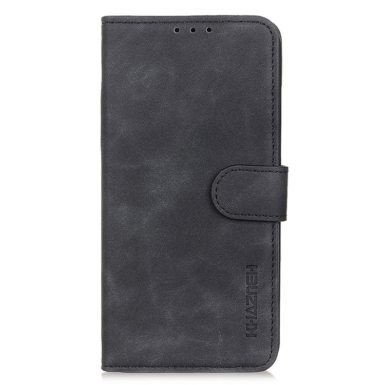 KHAZNEH For Oppo Reno8 T 4G Retro Texture Phone Case PU Leather Stand Wallet Phone Cover - Black